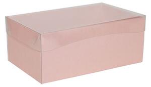 Dárková krabice s průhledným víkem 250x150x100 mm, růžová