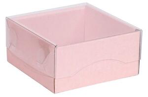 Dárková krabice s průhledným víkem 100x100x50 mm, růžová