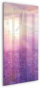 Skleněné hodiny vertikální Levandule zsppb-30x60-00082602