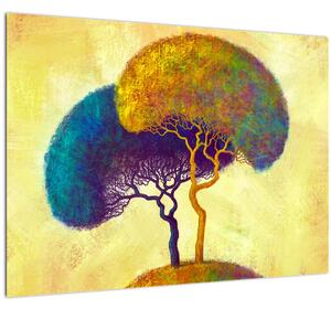 Skleněný obraz - Stromy na kopci (70x50 cm)