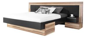 Manželská postel Reno 160x200cm - ořech baltimore/černý lux