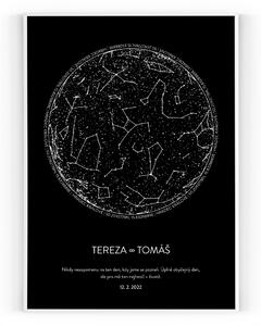 Hvězdná mapa Pololesklý saténový papír A4 - 21 x 29,7 cm