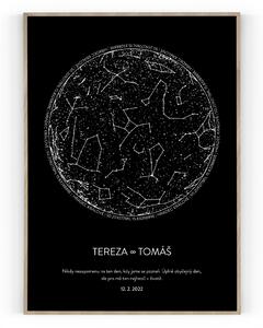 Hvězdná mapa Pololesklý saténový papír 30 x 40 cm