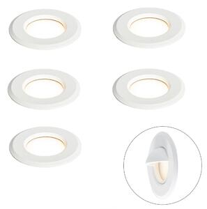 Sada 5 moderních zapuštěných bodových svítidel bílá vč. LED IP67 - Linsey