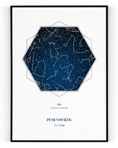 Hvězdná mapa Pololesklý saténový papír 50 x 70 cm
