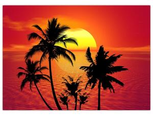 Obraz siluety ostrova s palmami (70x50 cm)