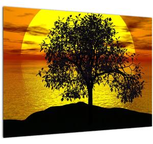 Skleněný obraz siluety stromu (70x50 cm)