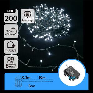 Aigostar - LED Venkovní vánoční řetěz 200xLED/8 funkcí 10,3m IP44 studená bílá