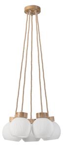Lustr na lanku LOOMIS 5xE27/15W/230V 83 cm béžová/dub