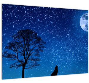 Obraz vlka vyjícího na měsíc (70x50 cm)