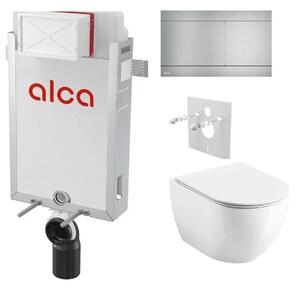 Alcadrain Set modul k zazdění, WC Urban City, sedátko s tlačítkem nerez FUN-INOX KAE004 1 set