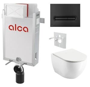 Alcadrain Set modul k zazdění, WC Urban City, sedátko s tlač.černá mat M1878 KAE017 1 set