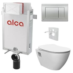 Alcadrain Set modul k zazdění, WC Urban Rimless, sedátko s tlačítkem chrom mat M272 KAE026 1 set