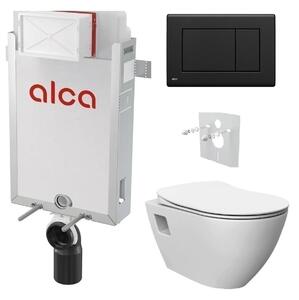 Alcadrain Set modul k zazdění, WC Urban Rimless, sedátko s tlačítkem černá mat M278 KAE029 1 set