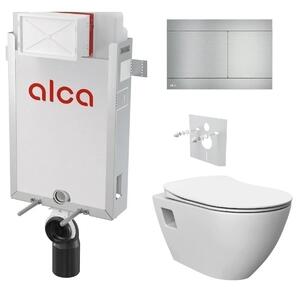 Alcadrain Set modul k zazdění, WC Urban Rimless, sedátko s tlačítkem nerez FUN-INOX KAE023 1 set