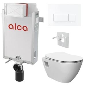 Alcadrain Set modul k zazdění, WC Urban Rimless, sedátko s tlačítkem bílá lesk M570 KAE031 1 set