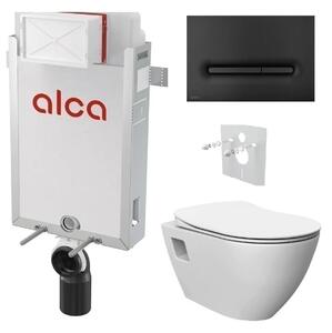 Alcadrain Set modul k zazdění, WC Urban Rimless, sedátko s tlačítkem černá mat M1878 KAE036 1 set