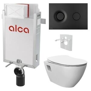 Alcadrain Set modul k zazdění, WC Urban Rimless, sedátko s tlačítkem černá mat M1978 KAE038 1 set