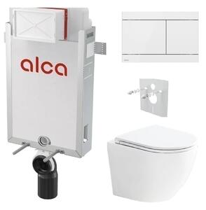 Alcadrain Set modul k zazdění, WC Urban Vortex, sedátko s tlačítkem nerez/bílá FUN-WHITE KAE043 1 set