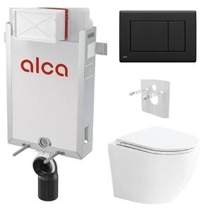 Alcadrain Set modul k zazdění, WC Urban Vortex, sedátko s tlačítkem černá mat M278 KAE048 1 set