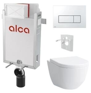 Alcadrain Set modul k zazdění, WC Laufen Pro, sedátko s tlačítkem chrom lesk M571 KAE070 1 set