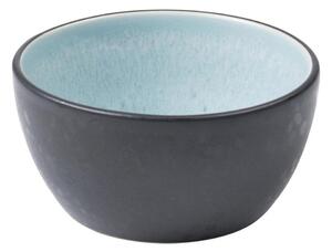 Černá kameninová miska s vnitřní glazurou v bledě modré barvě Bitz Mensa, průměr 10 cm