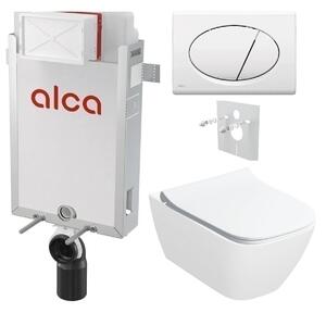 Alcadrain Set modul k zazdění, WC Smyle Square, sedátko s tlačítkem bílá M70 KAE154 1 set