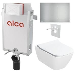 Alcadrain Set modul k zazdění, WC Smyle Square, sedátko s tlačítkem nerez FUN-INOX KAE156 1 set