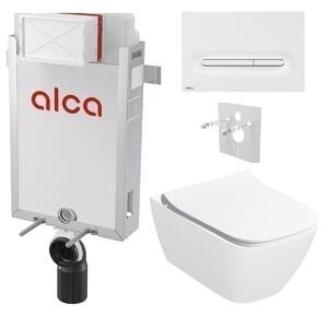 Alcadrain Set modul k zazdění, WC Smyle Square, sedátko s tlačítkem bílá mat M1876 KAE168 1 set