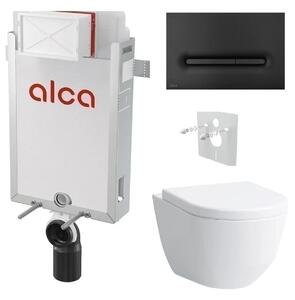 Alcadrain Set modul k zazdění, WC Laufen Pro, sedátko s tlačítkem černá mat M1878 KAE074 1 set