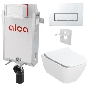 Alcadrain Set modul k zazdění, WC Smyle Square, sedátko s tlačítkem chrom lesk M571 KAE165 1 set