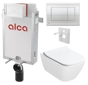Alcadrain Set modul k zazdění, WC Smyle Square, sedátko s tlačítkem chrom lesk M271 KAE153 1 set