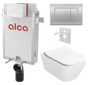 Alcadrain Set modul k zazdění, WC Smyle Square, sedátko s tlačítkem chrom mat M272 KAE159 1 set