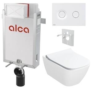 Alcadrain Set modul k zazdění, WC Smyle Square, sedátko s tlačítkem bílá mat M1976 KAE170 1 set