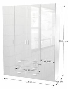 Lesklá bílá šatní skříň Stufa 400