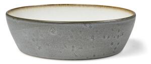 Šedá kameninová servírovací mísa s vnitřní glazurou v krémově bílé barvě Bitz Mensa, průměr 18 cm