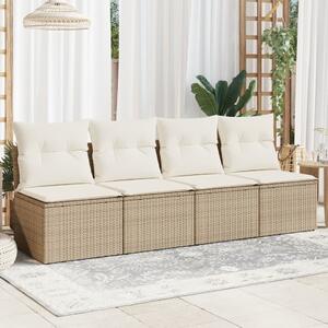 Zahradní pohovka s poduškami 4místná béžová polyratan