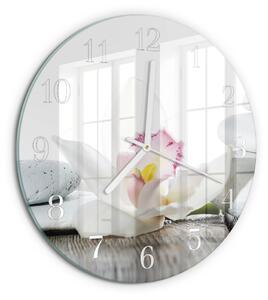 Skleněné hodiny na stěnu Orchidej zsob-fi30-00090424