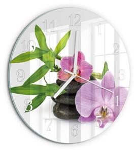 Skleněné hodiny na stěnu Orchidej zsob-fi30-00086574