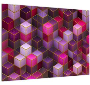 Skleněný obraz fialových kostek (70x50 cm)