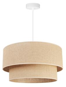 Závěsné svítidlo Juta, 1x jutové stínítko, bíla konstrukce, (fi 45cm)