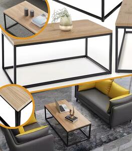 SKANDINÁVSKÝ KONFERENČNÍ STOLEK OBDÉLNÍKOVÝ KOVOVÝ RÁM DUB DO OBÝVACÍHO POKOJE 116x60