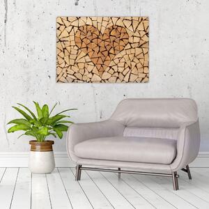 Obraz - Srdce ze dřeva (70x50 cm)