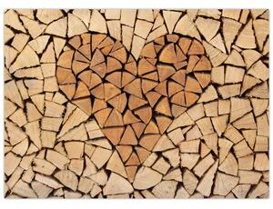 Obraz - Srdce ze dřeva (70x50 cm)