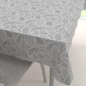 Biante Dekorační obdélníkový ubrus Leona LN-169 Bílé listy na šedém 60x100 cm