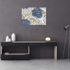 Skleněný obraz - Růže a kruhy (70x50 cm)