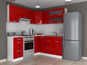 Rohová kuchyňská linka Tajsa červená LESK Nábytek | Kuchyňský nábytek | Všechny kuchyně