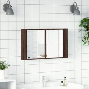 LED koupelnová skříňka se zrcadlem hnědý dub 80x12x45 cm akryl