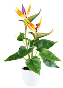 Umělá květina Strelitzia v květináči, 2 květy, 42cm