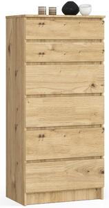 Ak furniture Komoda Kuba 60 cm - 6 šuplíků dub artisan